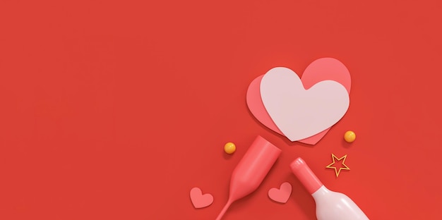 Fröhliche Valentinstag-Hintergrund-3D-Illustration