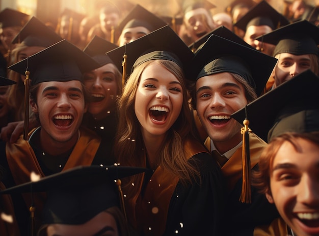 Fröhliche Zeit, Abschlussfeier, Uni-Institut, Schulabschluss, Mantel und Mütze, Freude, Gruppe, die Bachelor-Spezialisten, Master-Abschluss, Gruppen-Selfies, Klassenzimmer, Auditorium, wirft Abschiedshut hoch