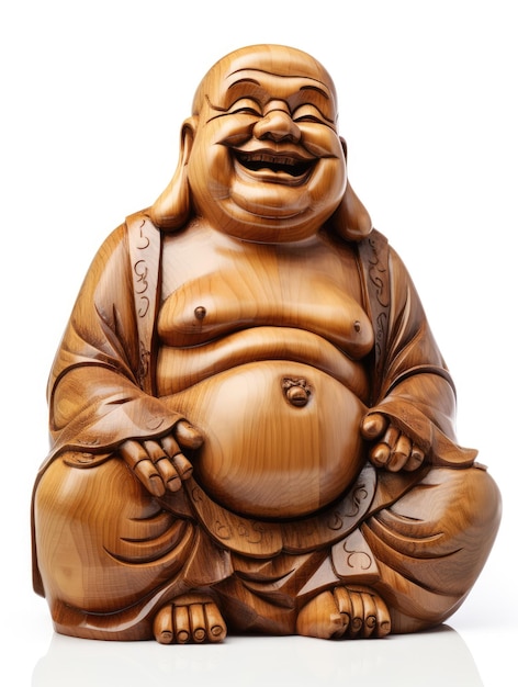 Foto fröhlicher buddha aus holz