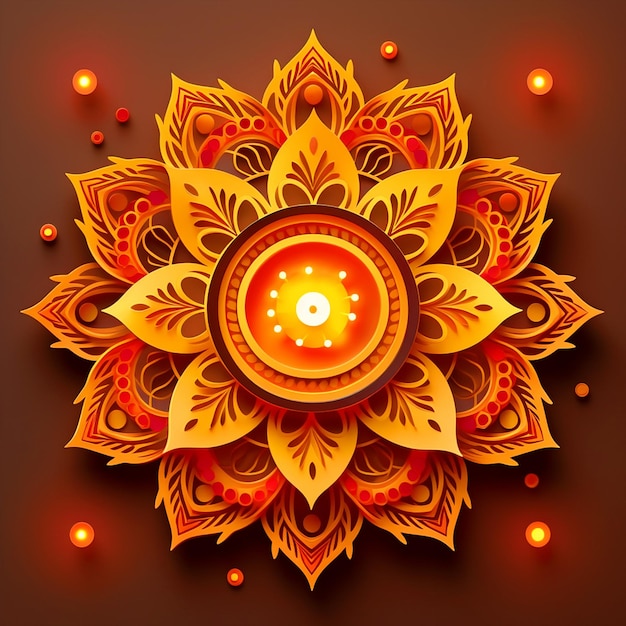 Fröhlicher Diwali-Hintergrund mit aus Papier geschnittenem Mandala-Muster