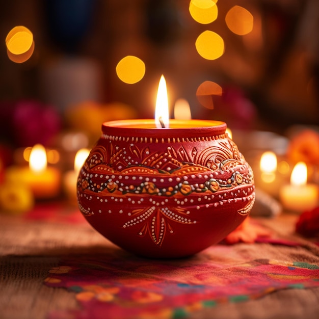 Foto fröhlicher diwali-hintergrund mit wunderschönem diya