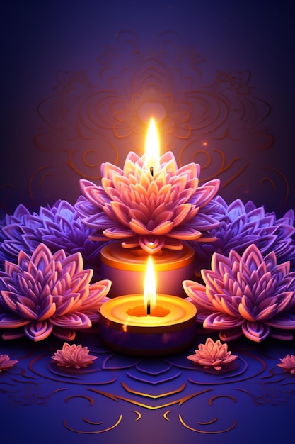Fröhlicher Diwali-Hintergrund und leichte Kerzen