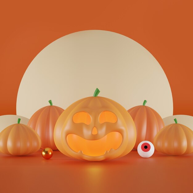 Fröhlicher Halloween-Hintergrundraum für Text 3D-Illustration