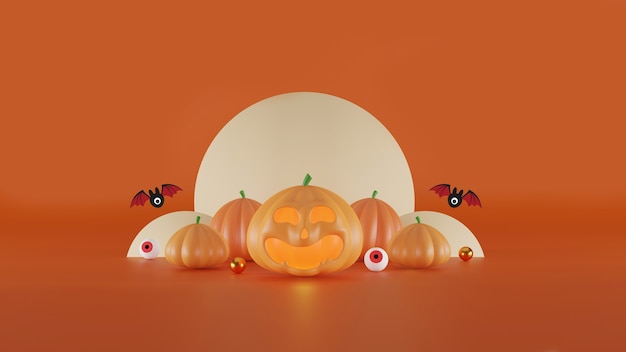 Fröhlicher Halloween-Hintergrundraum für Text 3D-Illustration