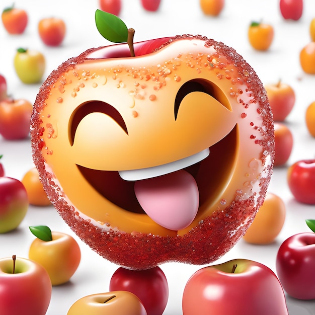 Foto fröhlicher lach-emoji-apfel