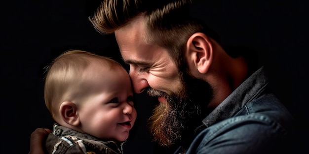 Foto fröhlicher liebevoller familienvater und vatertag seines sohnes, generative ki