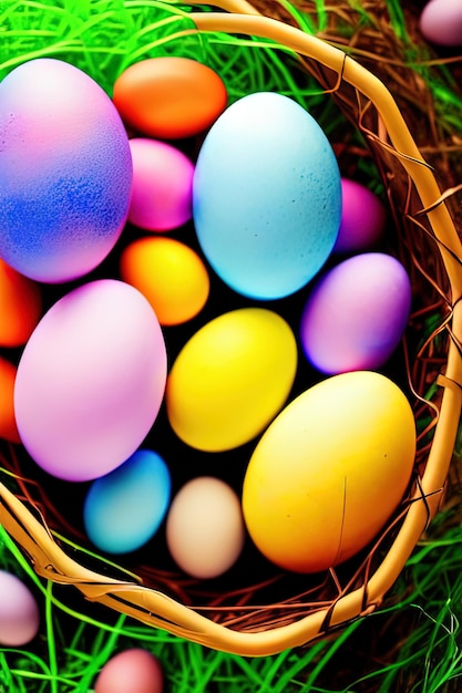 Fröhlicher Osterkartenhintergrund mit bunten Ostereiern mit Kopierplatz für Text Stilvolle Ostereier