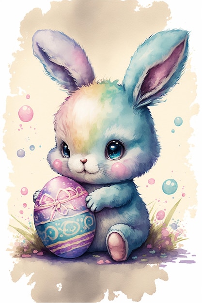 Fröhlicher Ostern-Aquarell-Häschen-Hintergrund