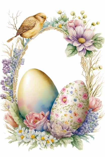 Fröhlicher Ostern-Aquarellrahmen