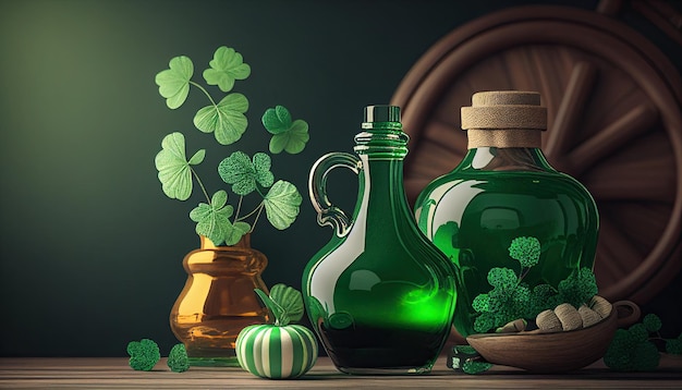 Fröhlicher St. Patricks Day-Hintergrund, Feiertagsillustration, grüner Saint Patrick, generatives KI-Design