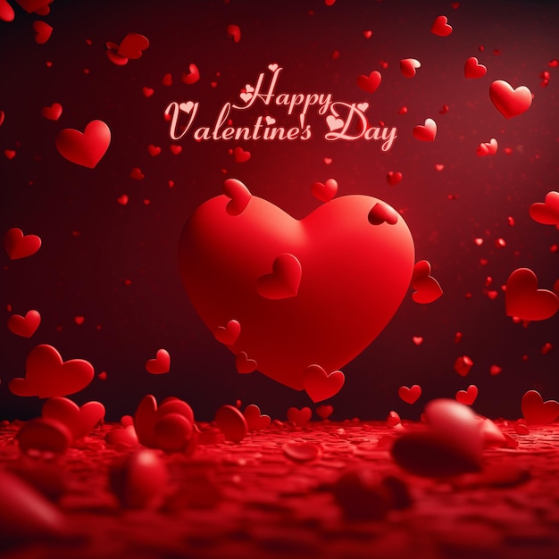 Fröhlicher Valentinstag mit realistischem rotem Heartbits-Hintergrund im 3D-Stil