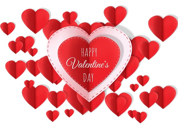 Fröhlicher Valentinstag-Text und Papier-Valentinsgrüße
