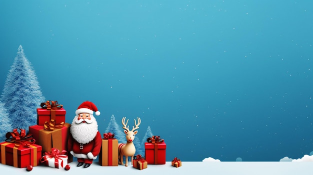 Fröhlicher Weihnachtsmann sitzt auf einem bunten Stapel Geschenke. Festlicher Feiertag Stockbild Generative KI