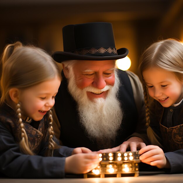 Foto fröhliches chanukka-jüdisches lichterfest, das chanukka-vektorstil-illustrator-hintergrund feiert