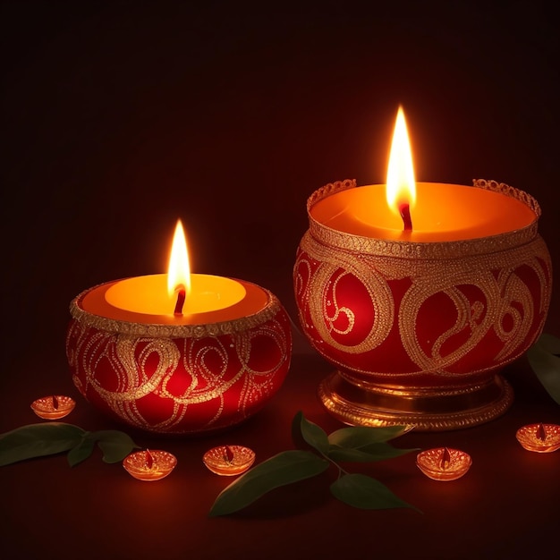 Fröhliches Deepavali bei Kerzenlicht oder Öllampe