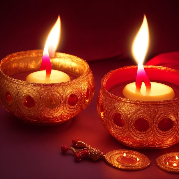 Fröhliches Deepavali bei Kerzenlicht oder Öllampe