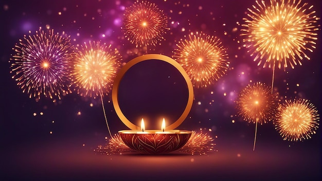 Fröhliches Diwali-Festbanner mit farbenfrohem Feuerwerksdesign