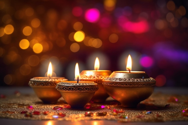 Fröhliches Diwali- oder Deepavali-traditionelles indisches Fest mit Ton-Diya-Öllampe, indisches Hindu-Fest