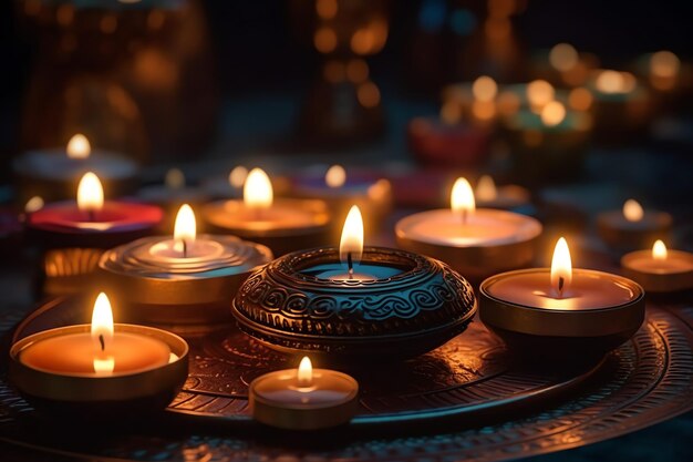 Fröhliches Diwali- oder Deepavali-traditionelles indisches Fest mit Ton-Diya-Öllampe, indisches Hindu-Fest