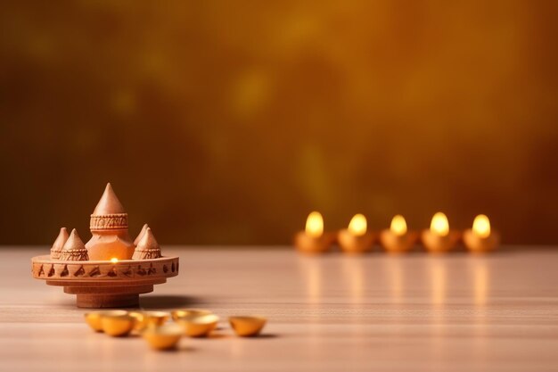 Fröhliches Diwali- oder Deepavali-traditionelles indisches Fest mit Ton-Diya-Öllampe, indisches Hindu-Fest