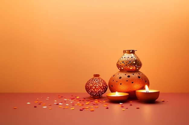 Fröhliches Diwali- oder Deepavali-traditionelles indisches Fest mit Ton-Diya-Öllampe, indisches Hindu-Fest