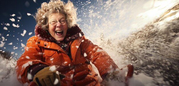 Foto fröhliches familienpaar im skigebiet, extreme art von urlaub