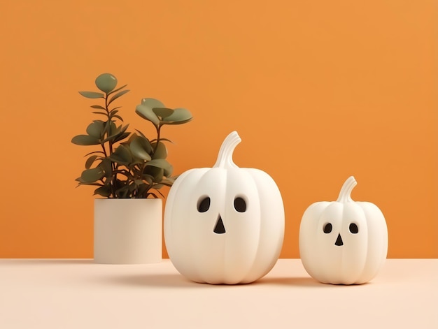 Fröhliches Halloween für Party im minimalistischen Hintergrund dekoriert