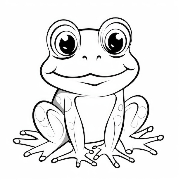 Froggie Fun, uma aventura extravagante de colorir para crianças com linhas grossas, sapos de desenho animado e um W brilhante