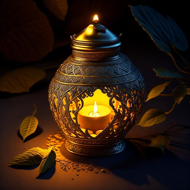 Frohe Diwali Farbenreiche Diya-Lampen zündeten bei der Diwali-Feier Kerzen an