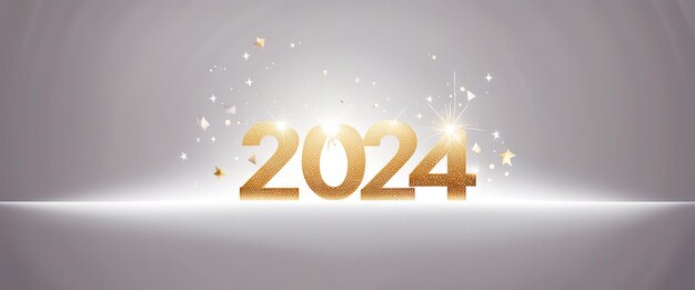 Frohe Neujahrsfeier 2024 funkelt Banner generative KI