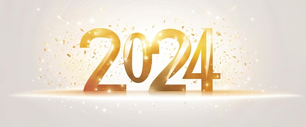 Frohe Neujahrsfeier 2024 funkelt Banner generative KI