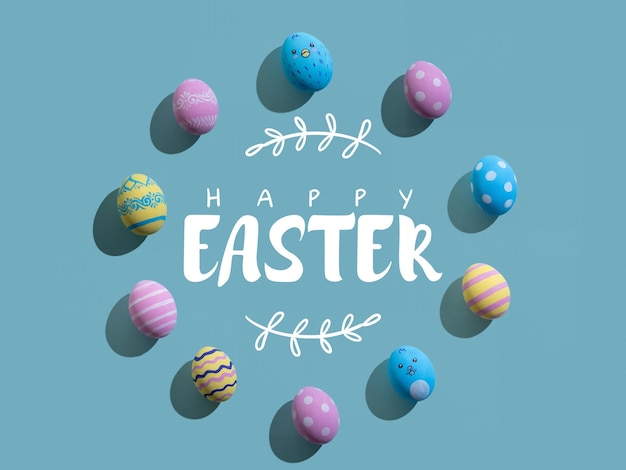 Frohe Ostern festliche Verzierung gemaltes Eimuster