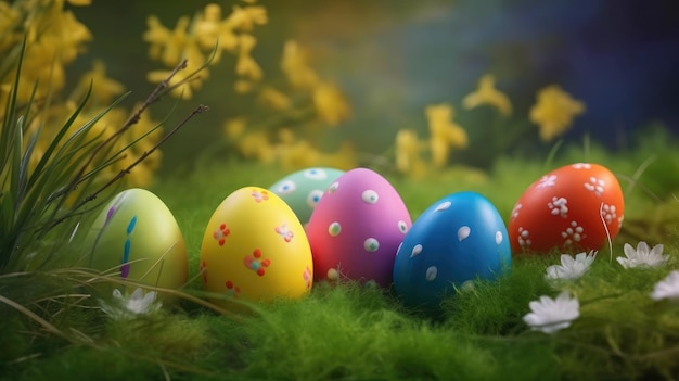 Frohe Ostern Netter Hintergrund Illustration AI GenerativexA