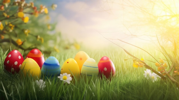 Frohe Ostern Netter Hintergrund Illustration AI GenerativexA