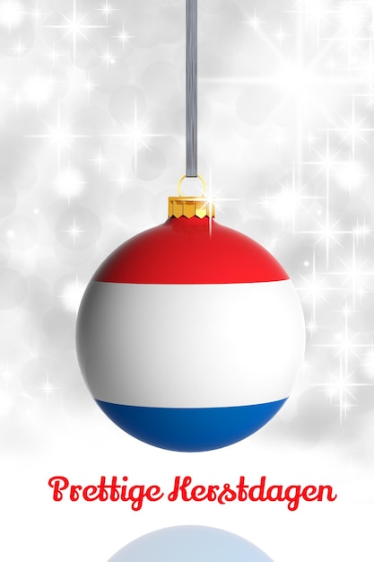 Frohe Weihnachten aus den Niederlanden Weihnachtskugel mit Flagge