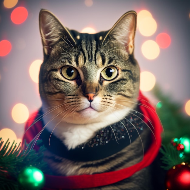 Frohe Weihnachten der Katze des Weihnachtsmannes schossen Kätzchen