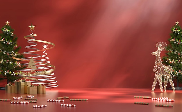 Frohe Weihnachten Event Dekoration Hintergrund 3D-Rendering