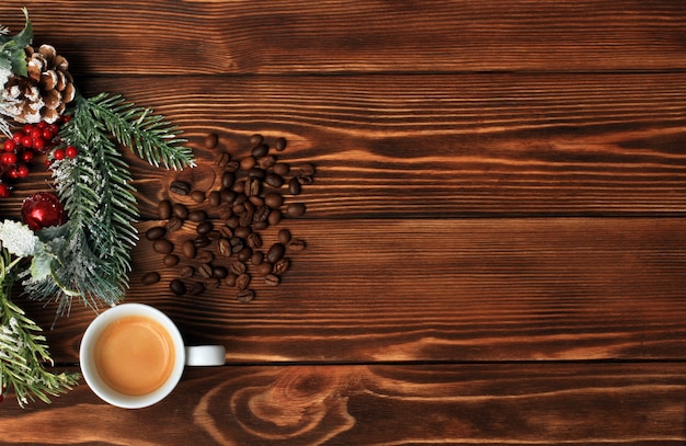 Frohe Weihnachten und ein glückliches neues Jahr Hintergrund für Kaffeeliebhaber.