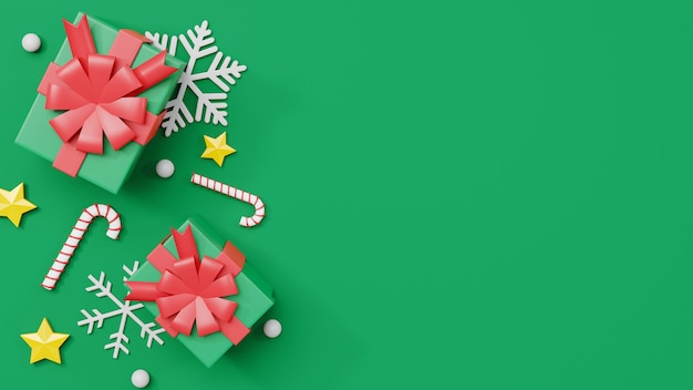 Frohe Weihnachten und ein glückliches neues Jahr Sammlung realistische Geschenkboxen 3D-Rendering-Illustration