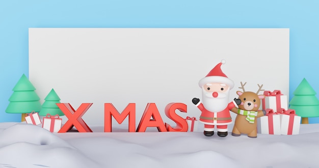 Frohe Weihnachten und ein gutes neues Jahr Komposition mit niedlichen Weihnachtsmann mit Geschenken