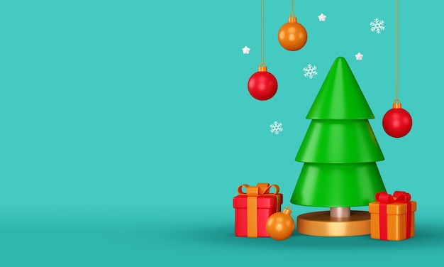 Frohe Weihnachten und frohes Neujahr mit 3D-Dekorationselementen Schneeflocken Schneemann Weihnachtsbälle