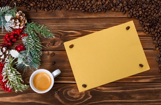 Frohe Weihnachten und Happy New Year Hintergrund für Kaffeeliebhaber.