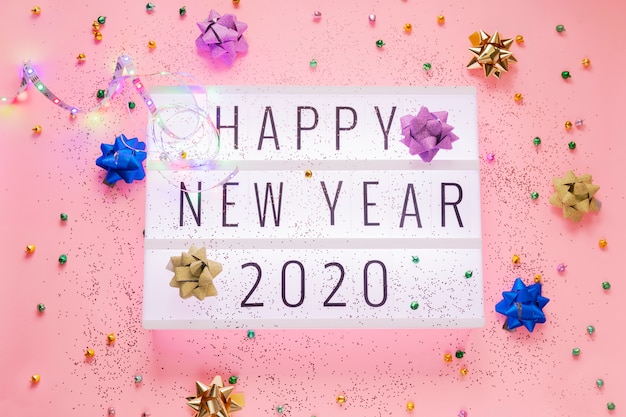 Frohes Neues Jahr 2020 im Leuchtkasten
