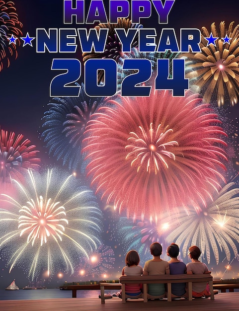 Frohes neues Jahr 2024 Frohes neues Jahr Feiertag Neujahr Design