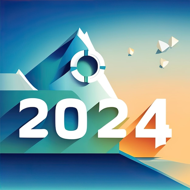 Frohes neues Jahr 2024 Grußkarte Generative KI