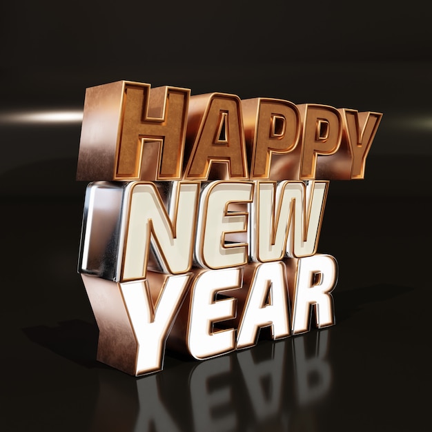Frohes neues Jahr goldene kühne Buchstaben hoher Qualität rendern