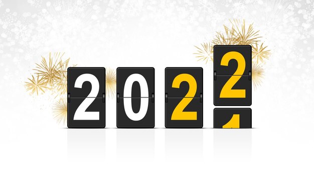 Frohes neues Jahr-Hintergrund. Start bis 2022. 3D-Darstellung