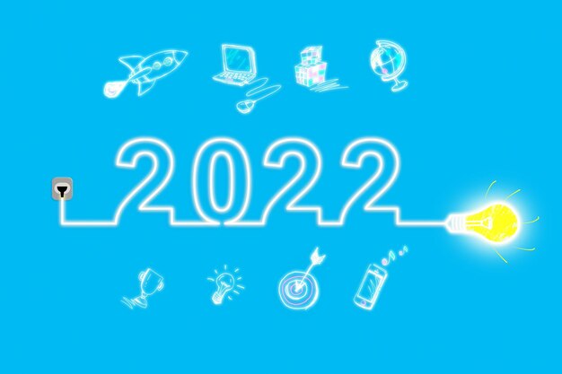 Frohes neues Jahr-Hintergrund. Start bis 2022. 3D-Darstellung