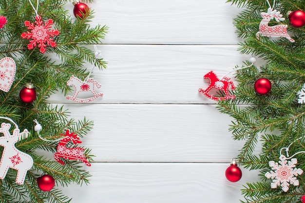 Frohes neues Jahr und frohe Weihnachten Platz zum Kopieren Draufsicht der flachen Position