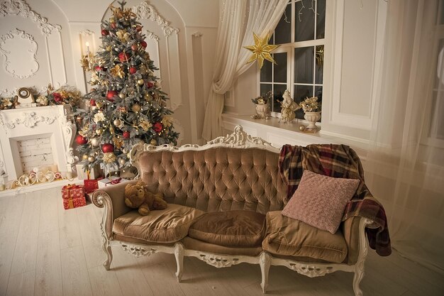 Frohes neues Jahr Weihnachtskomposition Weihnachten Schön geschmückter Baum mit Geschenkboxen Frohe Weihnachten und frohe Feiertage Der Morgen vor Weihnachten Neujahrsurlaub Es ist für mich